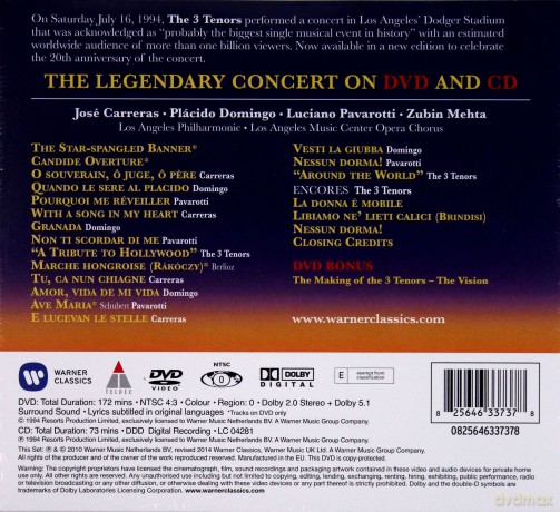 Luciano Pavarotti, Placido Domingo, Jose Carreras: 3 Tenors La Concert (digipack) [CD]+[DVD]