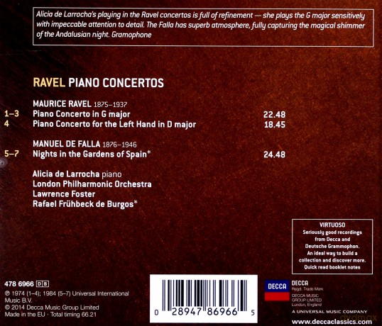 London Philharmonic: Ravel: Piano Concertos (Virtuoso) [CD]