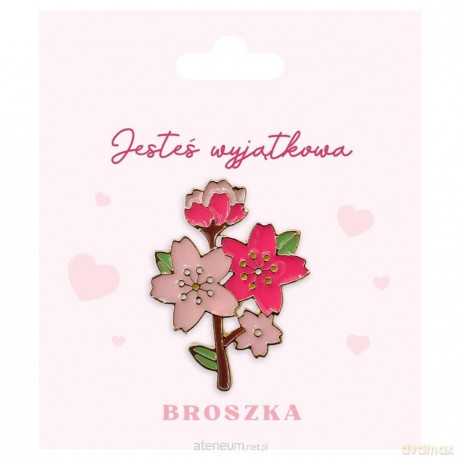 Broszka na prezent z czterema różowymi kwiatami