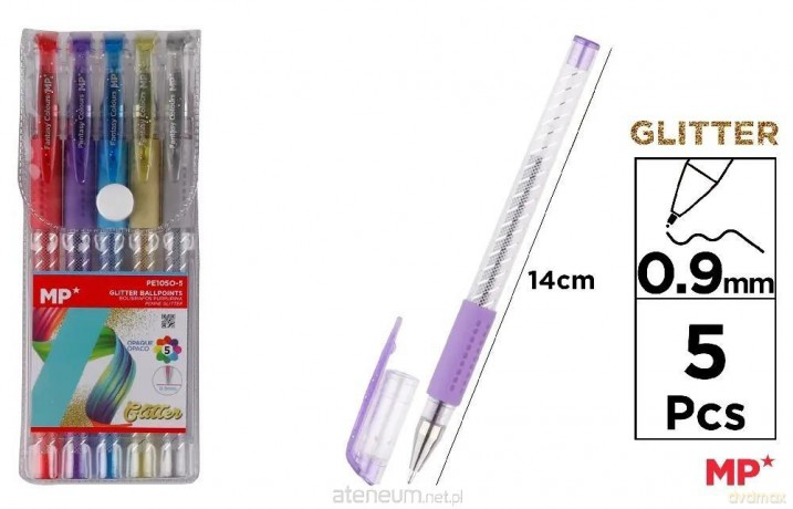 Długopis brokatowy 0.9mm 5 kolorów