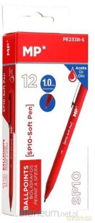 Długopis olejowy 1,0mm czerwony (12szt)