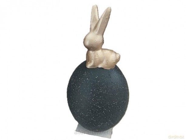 Jajko ceramiczne nakrapiane ze złotym zającem
