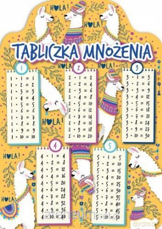 Karta tabliczka mnożenia A5 lamy