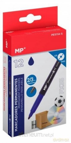 Marker permanentny 2,0/3,0mm do CD/DVD nieb (12szt
