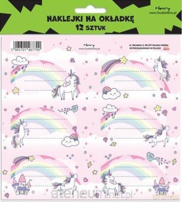 Naklejki na zeszyty - Unicorn Tęcza (12szt)