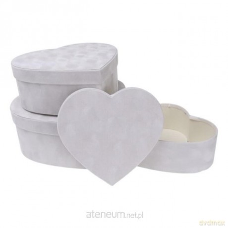 Pudełko Flower Box 3szt welur serce białe