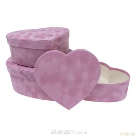 Pudełko Flower Box 3szt welur serce róż