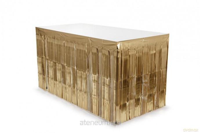 Skirting foliowy z frędzlami złoty 300x80cm