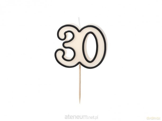 Świeczka urodzinowa 30 biało-czarny 5,5cm
