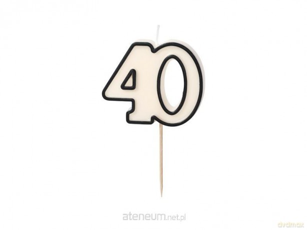 Świeczka urodzinowa 40 biało-czarny 5,5cm