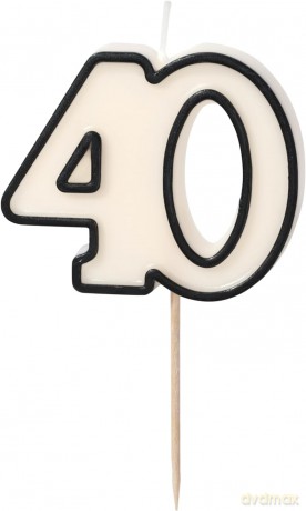 Świeczka urodzinowa 40 biało-czarny 5,5cm
