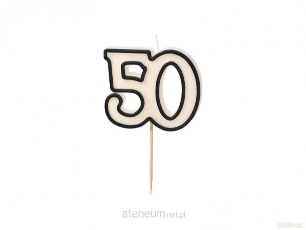 Świeczka urodzinowa 50 biało-czarny 5,5cm