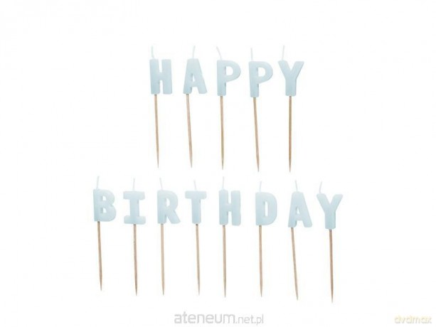 Świeczki Happy Birthday 2,5cm błękitne 13szt