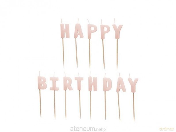 Świeczki Happy Birthday różowe 2,5cm 13szt
