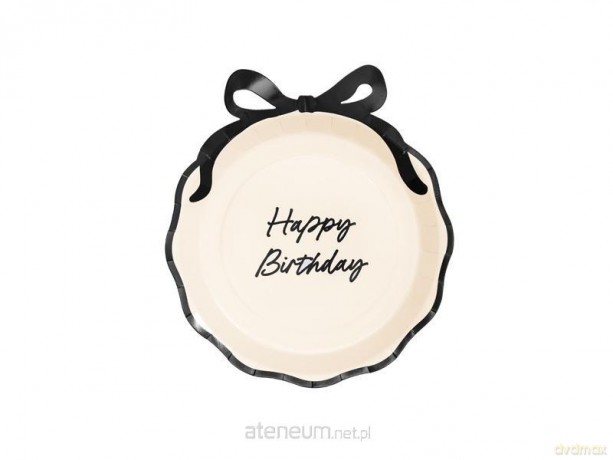 Talerzyki Happy Birthday z kokardką 24cm 6szt