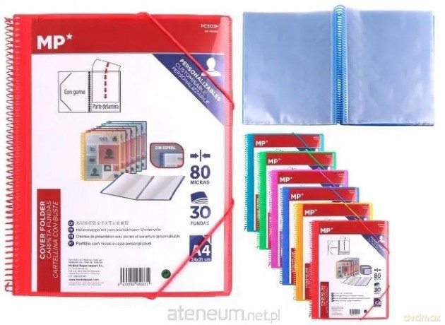 Teczka na spirali A4 z 30 koszulkami z gumką MIX