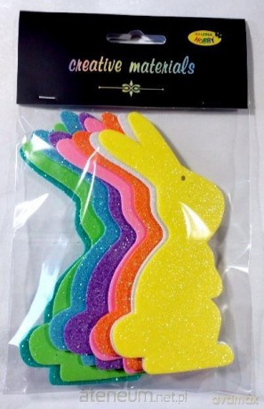 Zajączki z pianki brokatowej 13cm 8szt mix