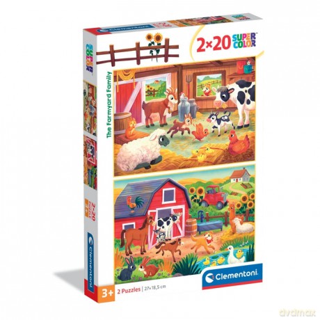 CLEMENTONI 2 x 20 el. SUPER KOLOR The Farmyard Family [PUZZLE]