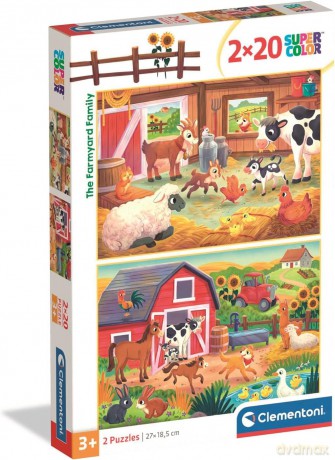 CLEMENTONI 2 x 20 el. SUPER KOLOR The Farmyard Family [PUZZLE]