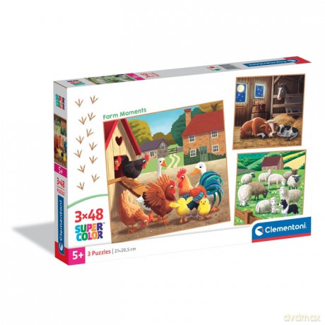 CLEMENTONI 3 x 48 el. SUPER KOLOR Farm Moments [PUZZLE]