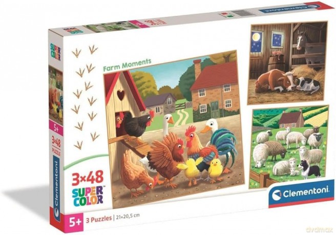 CLEMENTONI 3 x 48 el. SUPER KOLOR Farm Moments [PUZZLE]