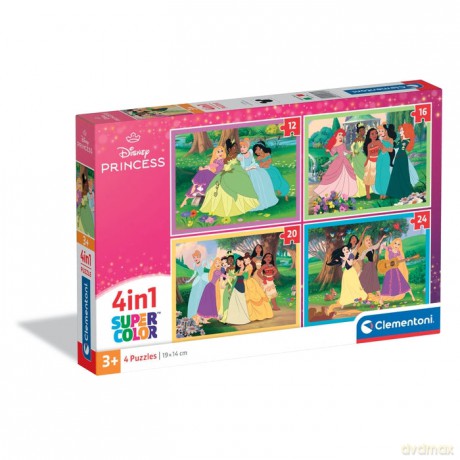 CLEMENTONI 4 w 1 SUPER KOLOR Disney Princess [PUZZLE]