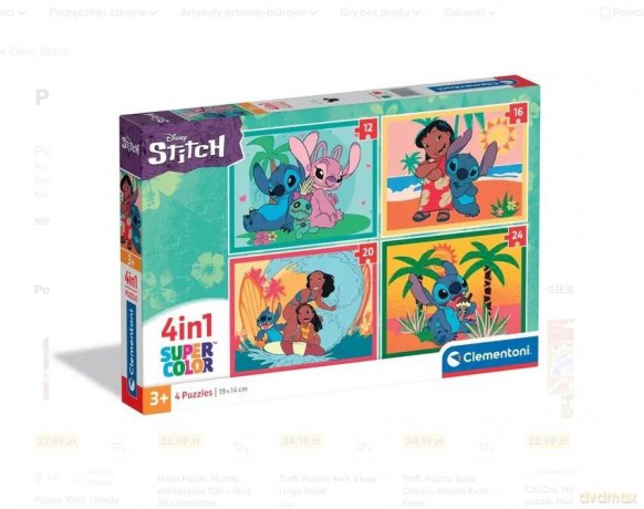 CLEMENTONI 4 w 1 SUPER KOLOR Stitch [PUZZLE]