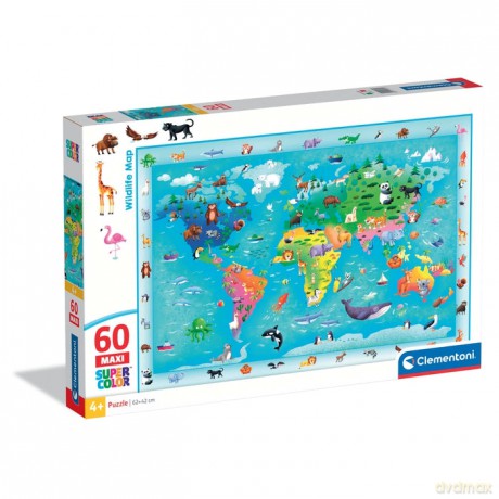 CLEMENTONI 60 el. MAXI SUPER KOLOR Wildlife Map [PUZZLE]