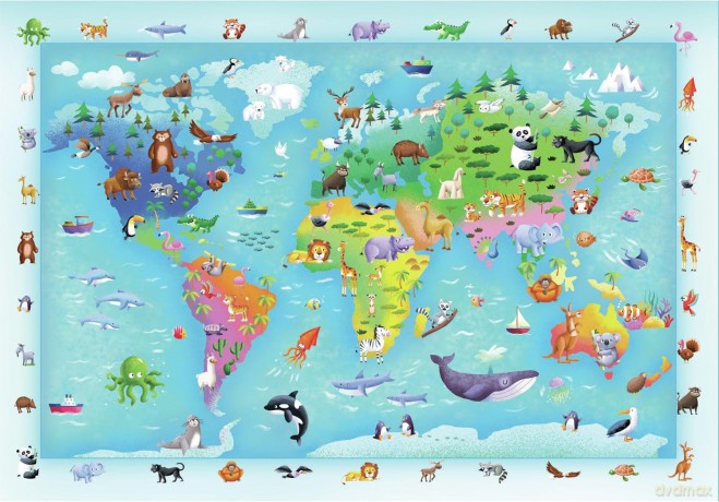 CLEMENTONI 60 el. MAXI SUPER KOLOR Wildlife Map [PUZZLE]