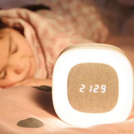 Budzik z nocną lampką LED PURE FNL-03 BJORN biały kwadratowy Forever Light