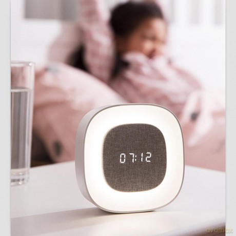 Budzik z nocną lampką LED PURE FNL-03 BJORN biały kwadratowy Forever Light