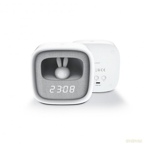Budzik z nocnym króliczkiem LED PURE FNL-06 AURORA biały kwadratowy Forever Light