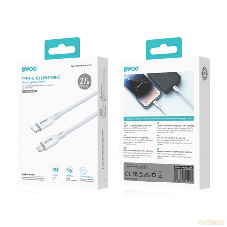 BWOO Kabel USB-C do Lightning 27W, obudowa ABS + TPE, 2 m