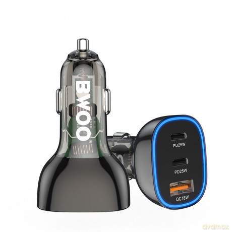 BWOO Ładowarka samochodowa 68W z podwójnym portem USB-C i portem USB