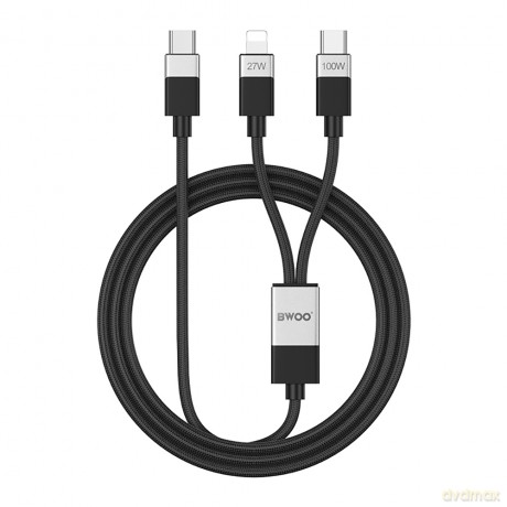 BWOO Pleciony kabel 2 w 1 USB-C do USB-C i Lightning 100W/27W