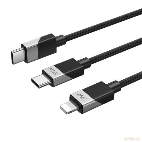 BWOO Pleciony kabel 2 w 1 USB-C do USB-C i Lightning 100W/27W