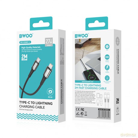 BWOO Pleciony kabel USB-C do Lightning 30W, 2 m