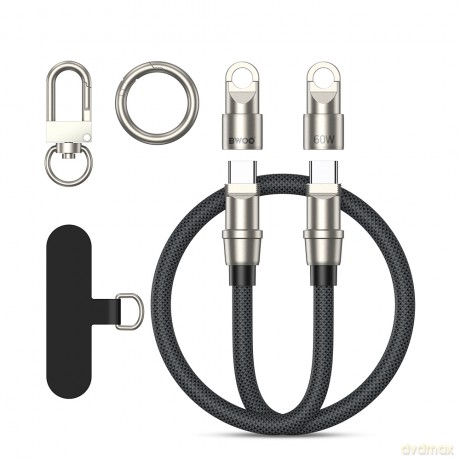 BWOO Smycz, zawieszka, kabel USB-C do USB-C 60W, 1,2 m