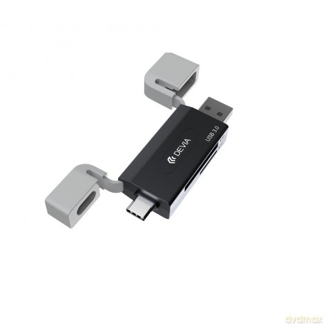 Devia czytnik kart 2w1 EL240 USB/USB-C 3.0 czarny