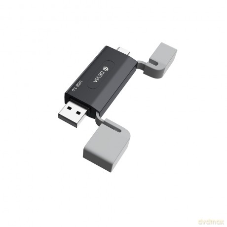 Devia czytnik kart 2w1 EL240 USB/USB-C 3.0 czarny