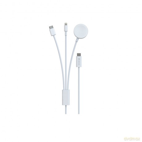 Devia kabel 3w1 Smart EA520 USB-C - USB-C + Lightning biały z ładowarką indukcyjną magnetyczną do Apple Watch