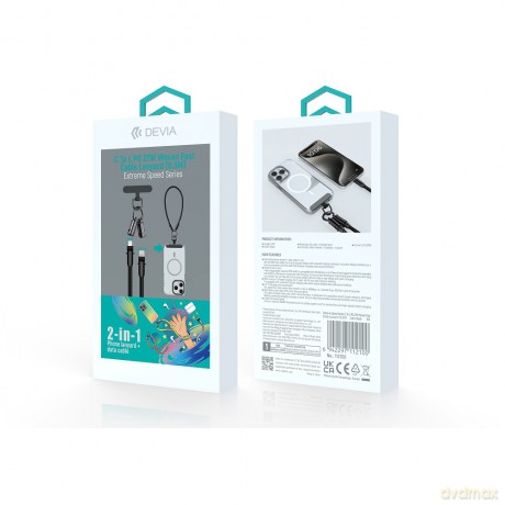 Devia kabel uniwersalna smycz 2w1 PD USB-C - Lightning 0,3 m 27W czarny