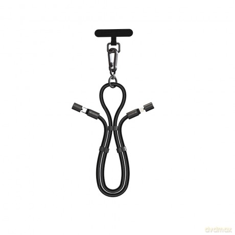 Devia kabel uniwersalna smycz 2w1 PD USB-C - Lightning 1,6 m 27W czarny z regulacją długości