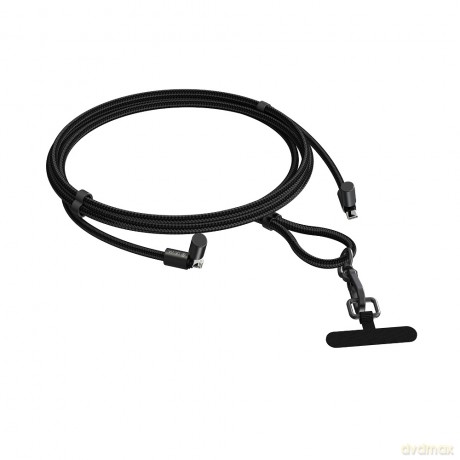 Devia kabel uniwersalna smycz 2w1 PD USB-C - Lightning 1,6 m 27W czarny z regulacją długości