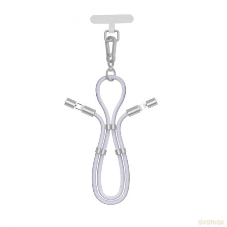 Devia kabel uniwersalna smycz 2w1 PD USB-C - Lightning 1,6 m 27W lawendowy z regulacją długości