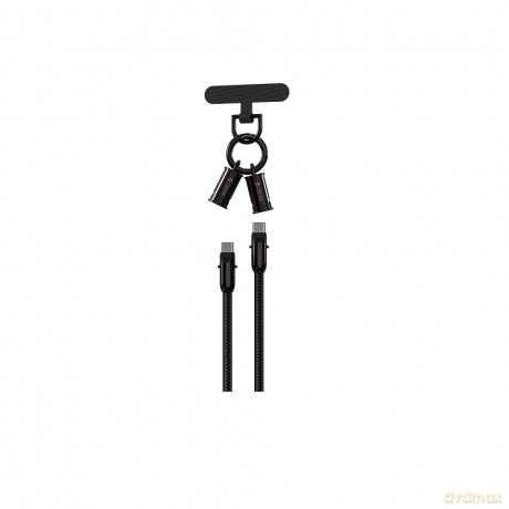 Devia kabel uniwersalna smycz 2w1 PD USB-C - USB-C 0,3 m 60W czarny