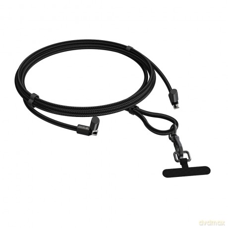 Devia kabel uniwersalna smycz 2w1 PD USB-C - USB-C 1,6 m 60W czarny z regulacją długości