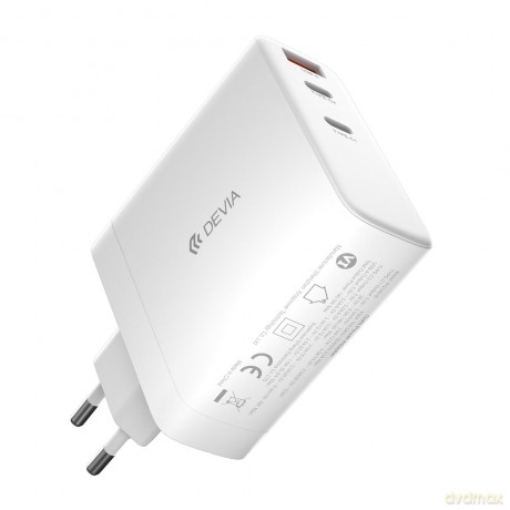 Devia ładowarka sieciowa Extreme PD 140W 2x USB-C 1x USB biała do laptopa
