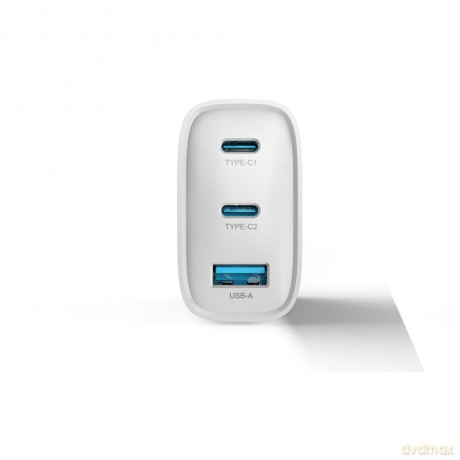 Devia ładowarka sieciowa Extreme PD GaN 65W 2x USB-C 1x USB biała + kabel USB-C - USB-C do laptopa