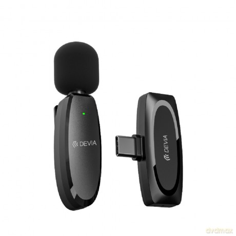 Devia mikrofon do telefonu Kintone USB-C bezprzewodowy krawatowy czarny